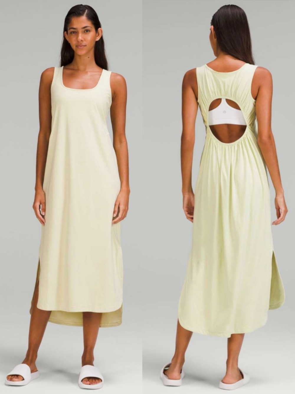 Lululemon‎ || Pima Cotton Open-Back Midi Dress Dewy Green 4 W1DWIS